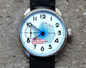 Montre soviétique « Molnija »- « Expédition antarctique soviétique », montre vintage, montre de poche, montre russe