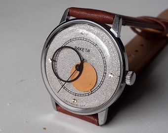 Vintage Raketa Copernicus Watch: USSR Moon & Sun Design