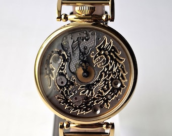 Soviet watch "Molnija"- Dragon watch, Engraved watch, Personalized watch