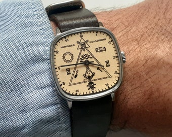 Masonic watch, Soviet watch "Signs of Masons" , Ukraine watch, Vintage Watch ,Mens watch