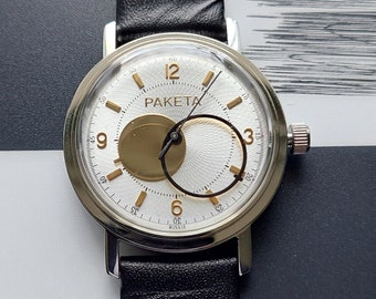 Vintage Raketa Copernicus Watch: USSR Moon & Sun Dial, 17 Jewels
