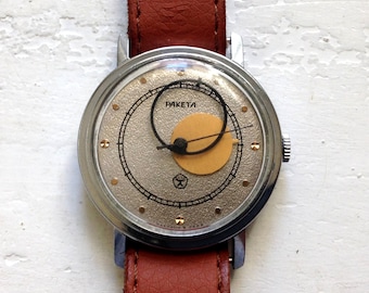 Soviet watch, Ukraine watch ,Vintage Watch, Mens watch ,Mechanical watch, Moon Sun watch, boyfriends watch "Raketa"