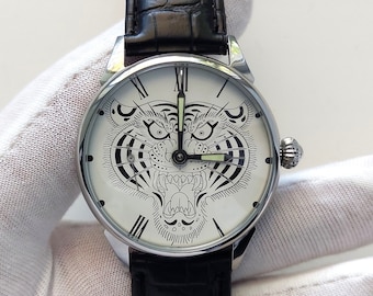 Montre soviétique « Molnija », montre vintage, montre homme, montre tigre, montre chat