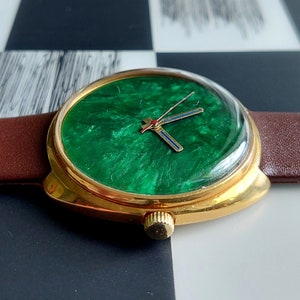 Soviet watch Raketa Malachite watch, Green watch image 4