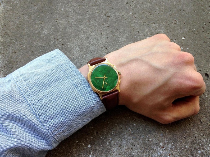 Montre soviétique Pobeda Montre en malachite image 8