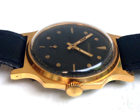 Soviet watch "Pobeda" ,Mens watch, black Watch ,g… - image 4