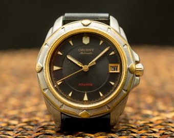 Vintage Orient Titanium Diver Watch: 1970s Mechanical Mens Watch