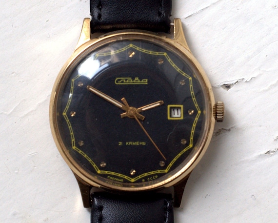 Soviet watch "Slava" ,Vintage Watch ,Gilded watch