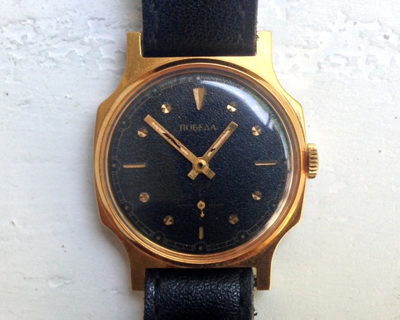 Soviet watch "Pobeda" ,Mens watch, black Watch ,g… - image 2