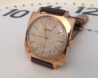 Vintage Pobeda Watch: Restored Gold Plated USSR Mens Watch