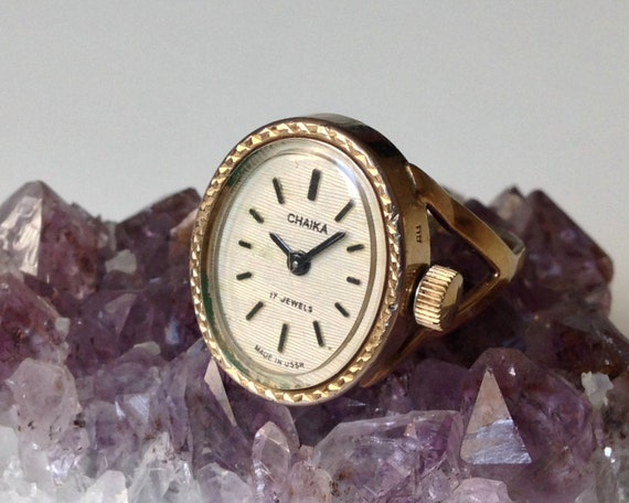 Vintage ring watch ,Gold Ring watch ,Soviet watch… - image 3