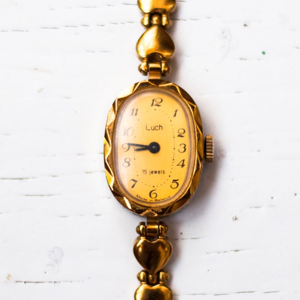 Soviet watch Russian watch Vintage Watch Women watch Mechanical watch - gold color watch- Working - "LUCH" USSR Vintage - yellow watch