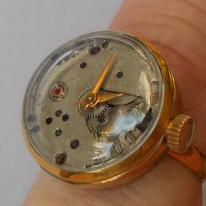 Ring watch, Vintage watch ring, vintage ring watch, Watch ring , Steampunk watch ring, skeleton watch