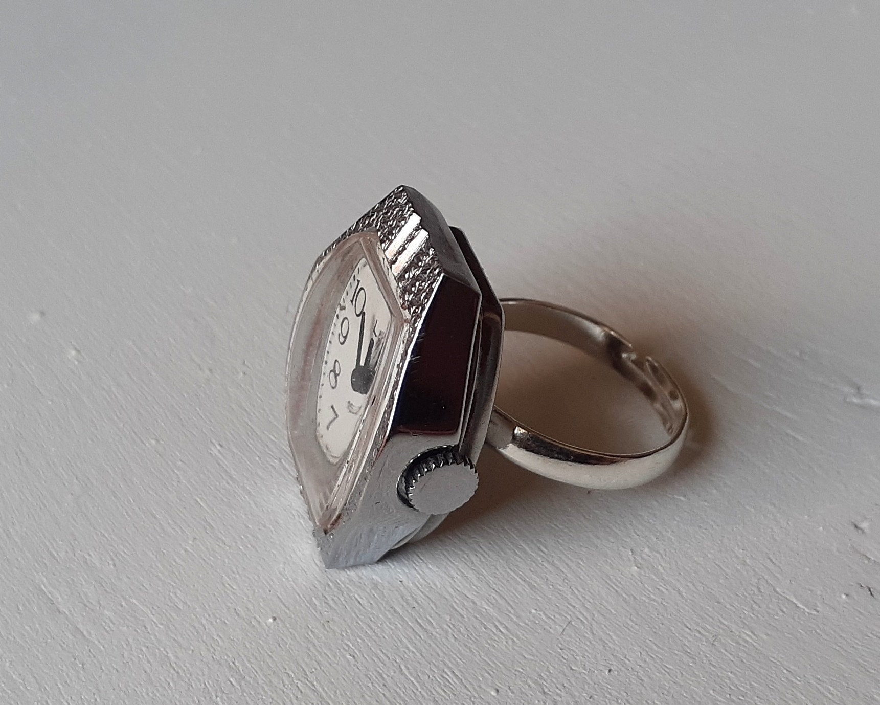 Vintage watch ring Vintage ring watch Soviet watch white Etsy