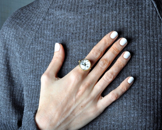 Soviet Watch Gold Ring Watch Finger Ring Silver Ring Watch Etsy