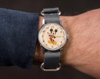 Vintage Watch ,Mickey Mouse Watch ,Soviet watch ,Ukraine watch, classic watch, Mens watch, boyfriends watch, White Watch
