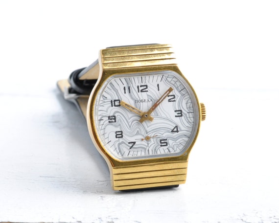 Soviet watch - Black White , Russian watch, Vintag