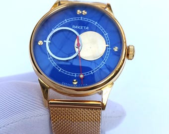 Vintage Raketa Copernicus Watch: Sun Moon Dial, USSR Mechanical Watch