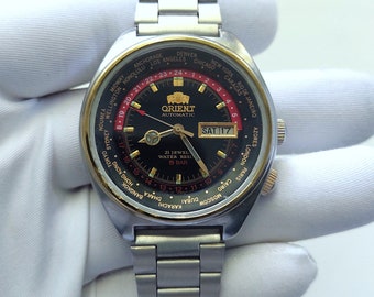 Orologio vintage "Orient", orologio gmt, orologio giapponese, orologio da uomo, orologio meccanico, orologio Orient, orologio automatico