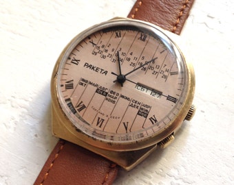 Montre soviétique « RAKETA », montre Ukraine, montre vintage, montre pour homme, montre classique, montre homme, montre petit ami, montre en or