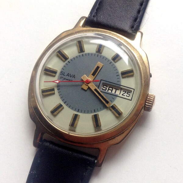 Soviet watch Vintage Watch Russian watch Men watch Mechanical watch - gold plated watch - "Slava" USSR Vintage