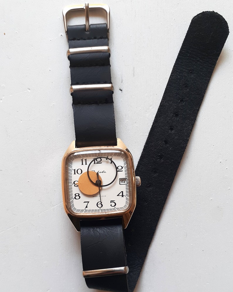 Montre vintage Copernic , montre soleil et lune solid black