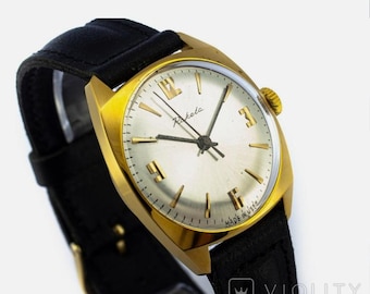 Vintage Watch Raketa Mechanical : Gold Plated Case, USSR Made