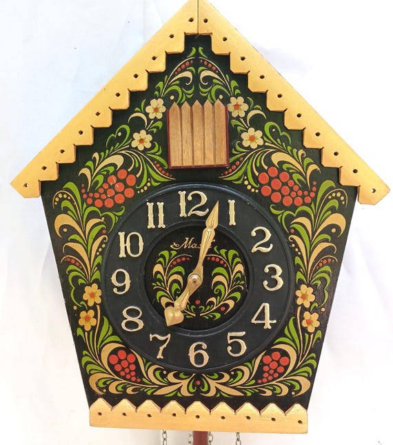 Reloj de cuco vintage, reloj soviético, despertador con cuco