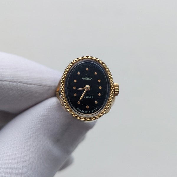 Montre soviétique "Chaika", montre bague en or, montre bague, montre femme, montre mécanique