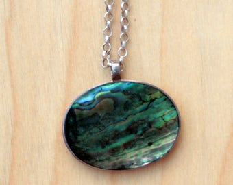 Modern Abalone Shell Pendant Necklace