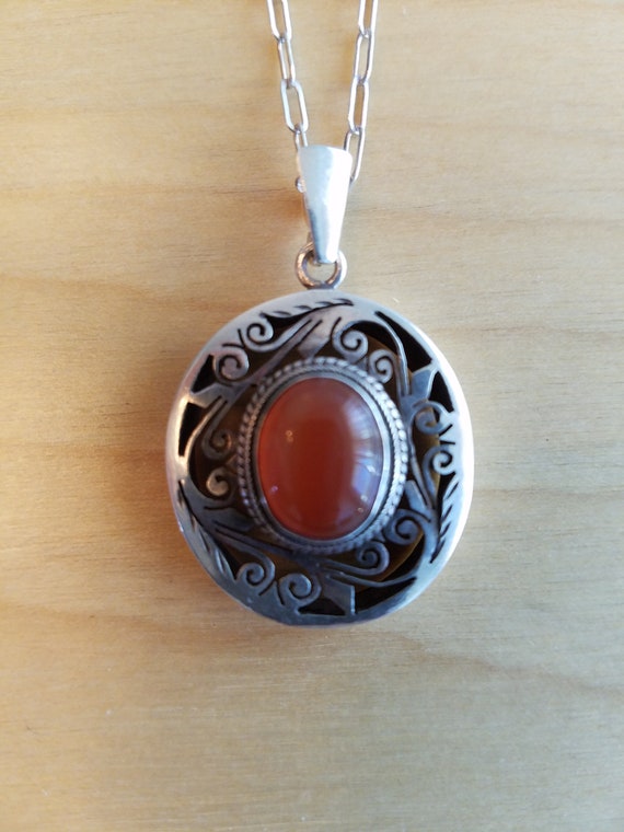 Art Nouveau Carnelian Sterling Necklace