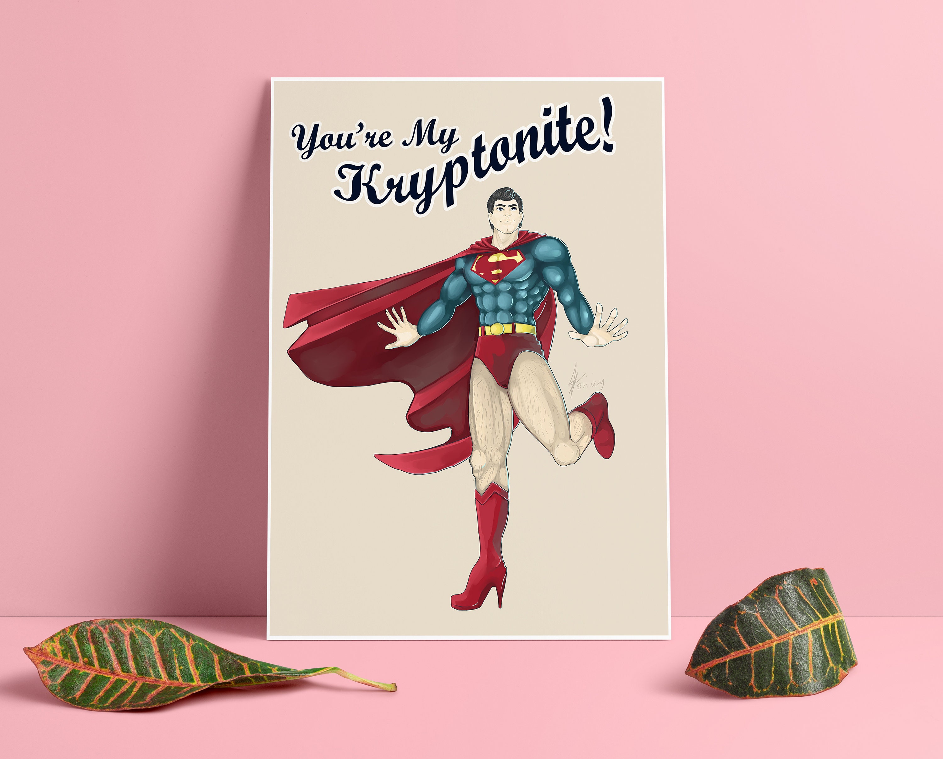 You/'re My Kryptonite! Sexy Superman PinUp Drag Artwork Print Giclee Art