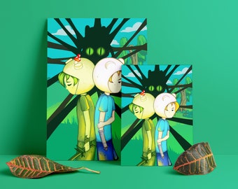 Finn and Fern the human Adventure Time A4 A5 Giclee Print