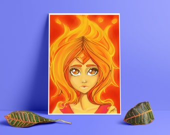 Cute Flame Princess Adventure Time A5, A4 Giclee Prints.