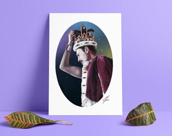 Freddie Mercury A4 and A5 Giclee Print.