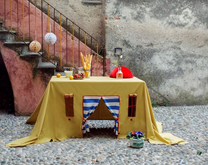 nappe de jeu, tente de jeu, nappe de fête, maison de jeu, maison de jeu extérieure, maison de jeu intérieure, décor de table, anniversaire d'enfants, chambre d'enfant