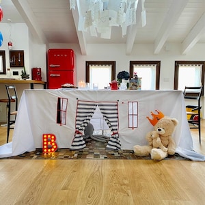 Casetta da gioco con tovaglia, casetta da tavolo, tenda da tavolo, tenda da gioco, casetta da gioco per esterni, casetta da gioco con tavolo da gioco, accessorio per compleanno, casetta con tovaglia