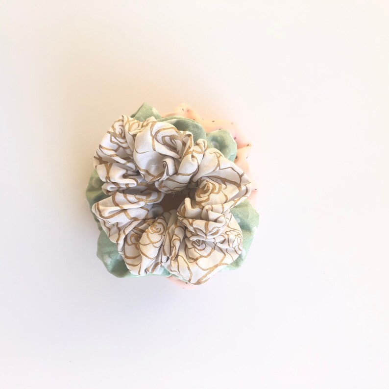Gold Blossom Scrunchies Pack for Girls Scrunchies Set