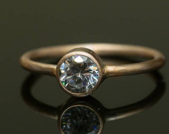 Anillo de diamantes de oro rosa anillo de compromiso de oro medio carat anillo de diamantes minimalista anillo de compromiso VVS anillo de diamante solitario GIA diamante
