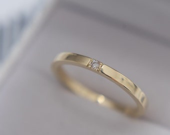 D-Color Diamond Band, Gold Diamond Band, Companion Ring, Shadow Band, 14K Gold Diamond Band, White Diamond Ring