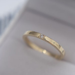 D-Color Diamond Band, Gold Diamond Band, Companion Ring, Shadow Band, 14K Gold Diamond Band, White Diamond Ring