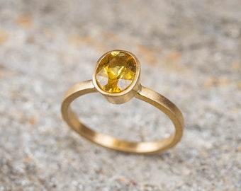 14k Heliodor Ring, Golden Beryl Ring, 14k Yellow Gold Beryl Ring