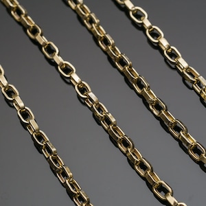 Solid Gold Box Chain Handmade Chain Necklace 20 Inches Chain Yellow Gold Necklace 14K Gold Chain