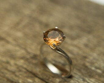 Imperial Topaz Ring, 3,30ct Imperial Topaz Gold Ring, Champagne Topaz, Topaz gemstone, Amber Topaz