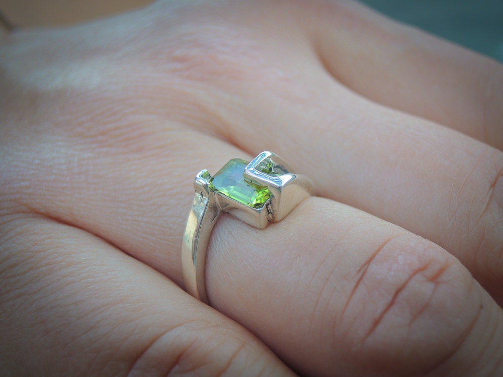 Natural Peridot Ring Arizona Peridot Ring Silver Peridot Etsy
