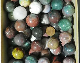 Agate And Or Jasper Marbles  3 Of 7/8 Inch to One Inch Natural Gemstones Vintage