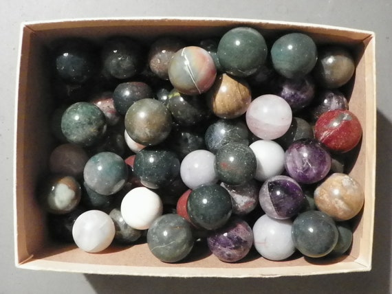 Marbles Agates Or Jaspers Natural Gemstones 2 of One Inch to 1 1/8 inch Vintage 