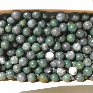 6 of 5/8 to 3/4 Inch Green Moss Agate And Bloodstone Marbles Vintage They are darker than shown in photo Natural Stone