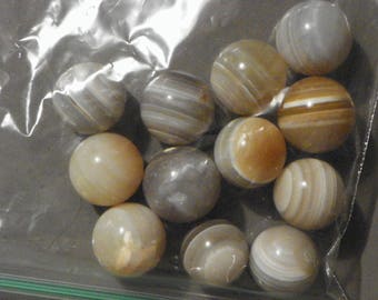 Banded Agate Marbles Bulls Eyes Two Pieces Of 3/4 to 7/8 Inch Vintage Natural Gemstones