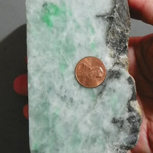 815 Grams Burmese Jade Jadeite 55x55x100 Polished Specimen Cab Rough Bright Green Imperial Spots On White